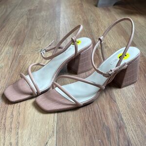 Nine West Croc-Embossed Block Heel Sandals